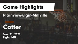 Plainview-Elgin-Millville  vs Cotter  Game Highlights - Jan. 21, 2021
