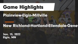Plainview-Elgin-Millville  vs New Richland-Hartland-Ellendale-Geneva  Game Highlights - Jan. 15, 2022