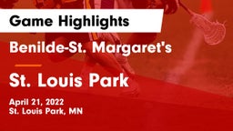 Benilde-St. Margaret's  vs St. Louis Park Game Highlights - April 21, 2022