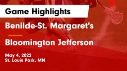 Benilde-St. Margaret's  vs Bloomington Jefferson  Game Highlights - May 4, 2022