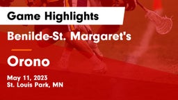 Benilde-St. Margaret's  vs Orono  Game Highlights - May 11, 2023