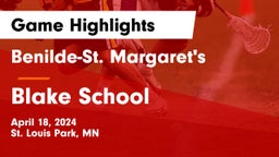 Benilde-St. Margaret's  vs Blake School Game Highlights - April 18, 2024