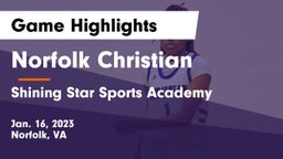 Norfolk Christian  vs Shining Star Sports Academy Game Highlights - Jan. 16, 2023