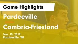 Pardeeville  vs Cambria-Friesland  Game Highlights - Jan. 15, 2019
