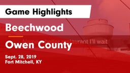 Beechwood  vs Owen County Game Highlights - Sept. 28, 2019