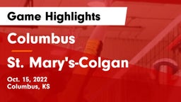 Columbus  vs St. Mary's-Colgan  Game Highlights - Oct. 15, 2022