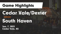 Cedar Vale/Dexter  vs South Haven  Game Highlights - Jan. 7, 2022