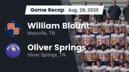 Recap: William Blount  vs. Oliver Springs  2020