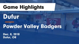 Dufur  vs Powder Valley Badgers Game Highlights - Dec. 8, 2018