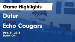 Dufur  vs Echo Cougars Game Highlights - Dec. 21, 2018