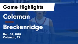 Coleman  vs Breckenridge  Game Highlights - Dec. 18, 2020