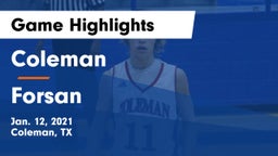 Coleman  vs Forsan  Game Highlights - Jan. 12, 2021