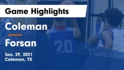 Coleman  vs Forsan  Game Highlights - Jan. 29, 2021