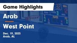 Arab  vs West Point  Game Highlights - Dec. 19, 2023