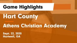 Hart County  vs Athens Christian Academy Game Highlights - Sept. 22, 2020