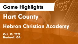 Hart County  vs Hebron Christian Academy  Game Highlights - Oct. 15, 2022