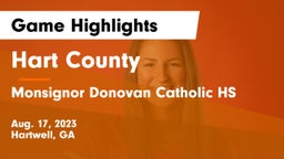 Hart County  vs Monsignor Donovan Catholic HS Game Highlights - Aug. 17, 2023