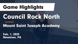 Council Rock North  vs Mount Saint Joseph Academy Game Highlights - Feb. 1, 2020