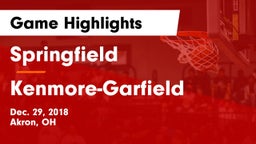 Springfield  vs Kenmore-Garfield   Game Highlights - Dec. 29, 2018