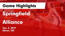 Springfield  vs Alliance  Game Highlights - Jan. 3, 2019