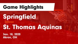 Springfield  vs St. Thomas Aquinas Game Highlights - Jan. 18, 2020