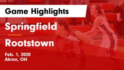 Springfield  vs Rootstown  Game Highlights - Feb. 1, 2020