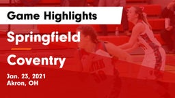 Springfield  vs Coventry  Game Highlights - Jan. 23, 2021