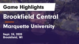 Brookfield Central  vs Marquette University  Game Highlights - Sept. 24, 2020