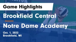 Brookfield Central  vs Notre Dame Academy Game Highlights - Oct. 1, 2022
