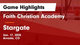 Faith Christian Academy vs Stargate  Game Highlights - Jan. 17, 2020