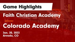 Faith Christian Academy vs Colorado Academy Game Highlights - Jan. 20, 2022