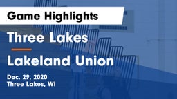 Three Lakes  vs Lakeland Union  Game Highlights - Dec. 29, 2020
