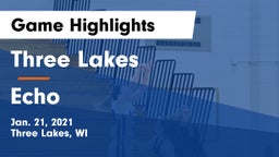 Three Lakes  vs Echo  Game Highlights - Jan. 21, 2021