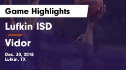 Lufkin ISD vs Vidor  Game Highlights - Dec. 30, 2018