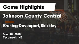 Johnson County Central  vs Bruning-Davenport/Shickley  Game Highlights - Jan. 18, 2020