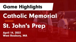 Catholic Memorial  vs St. John's Prep Game Highlights - April 14, 2022