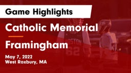 Catholic Memorial  vs Framingham  Game Highlights - May 7, 2022