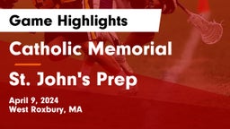 Catholic Memorial  vs St. John's Prep Game Highlights - April 9, 2024