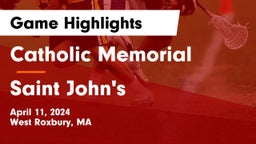Catholic Memorial  vs Saint John's  Game Highlights - April 11, 2024