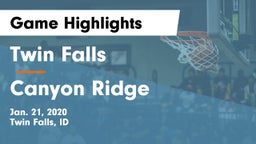 Twin Falls vs Canyon Ridge  Game Highlights - Jan. 21, 2020