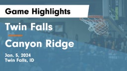 Twin Falls  vs Canyon Ridge  Game Highlights - Jan. 5, 2024