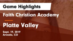 Faith Christian Academy vs Platte Valley  Game Highlights - Sept. 19, 2019