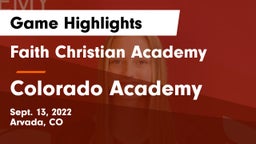 Faith Christian Academy vs Colorado Academy Game Highlights - Sept. 13, 2022