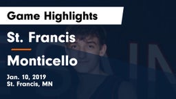 St. Francis  vs Monticello  Game Highlights - Jan. 10, 2019