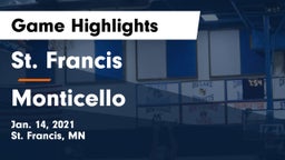 St. Francis  vs Monticello  Game Highlights - Jan. 14, 2021