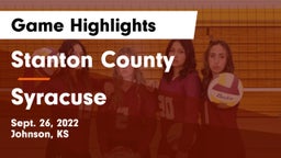 Stanton County  vs Syracuse  Game Highlights - Sept. 26, 2022