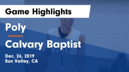 Poly  vs Calvary Baptist Game Highlights - Dec. 26, 2019
