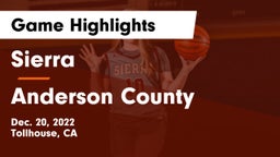 Sierra  vs Anderson County  Game Highlights - Dec. 20, 2022