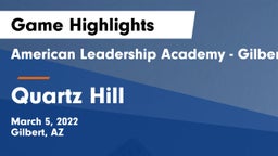American Leadership Academy - Gilbert  vs Quartz Hill  Game Highlights - March 5, 2022