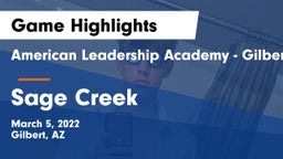 American Leadership Academy - Gilbert  vs Sage Creek Game Highlights - March 5, 2022